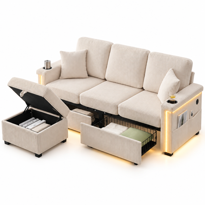 Canapé Convertible LED Beige