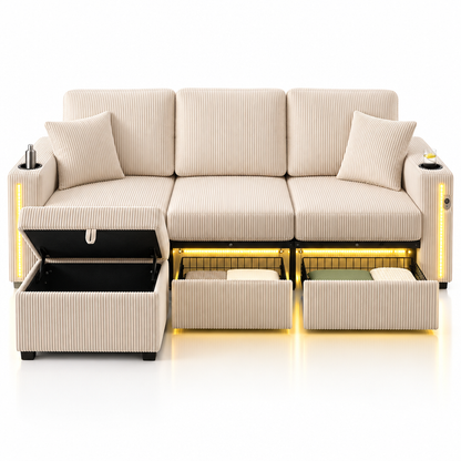 Canapé Convertible LED Beige