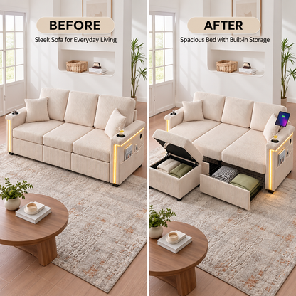 Canapé Convertible LED Beige