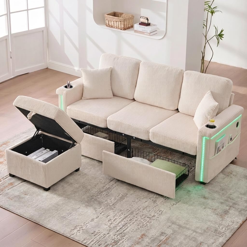 Canapé Convertible LED Beige