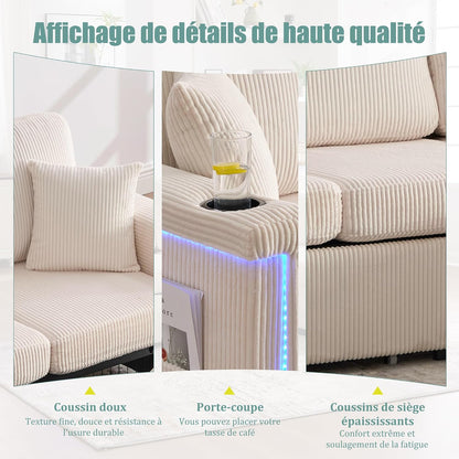 Canapé Convertible LED Beige